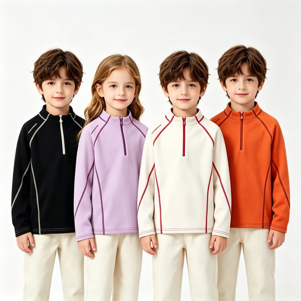 Outdoor Sport Activities For Kids - Felpa in pile con mezza zip
